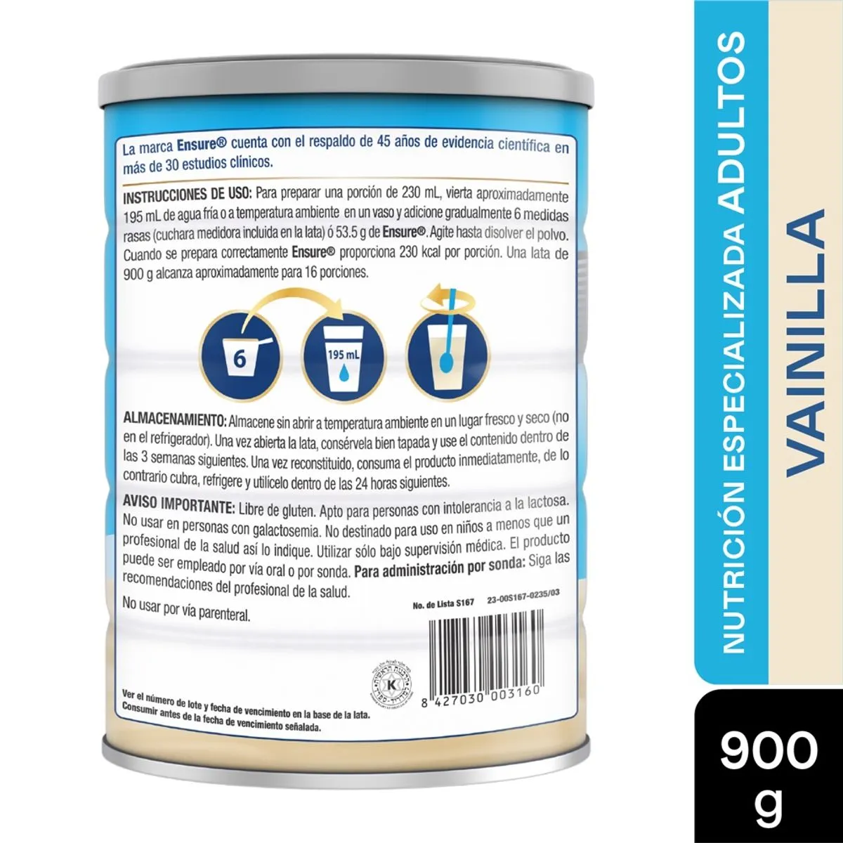 ENSURE VAINILLA POLVO LATA X 900 GR (ABBOTT) - Image 2