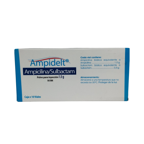 AMPICILINA + SULBACTAM 1.5 GR POLVO  PARA INY CJ X 10 VIALES (AMPIDELT)(DELTA)