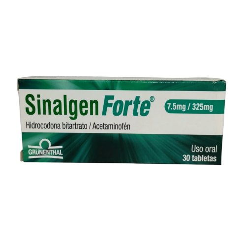 HIDROCODONA + ACETAMINOFEN 7.5+325 MG CJ X 30 TAB (SINALGEN FORTE)(GRUNENTHAL)
