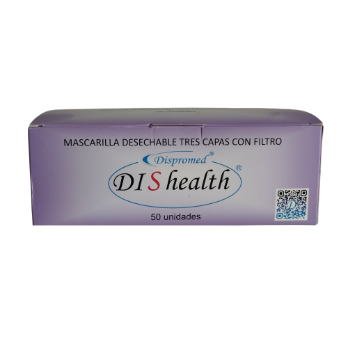 TAPABOCAS TRES CAPAS CON FILTRO CJ X 50 (DISHEALTH)